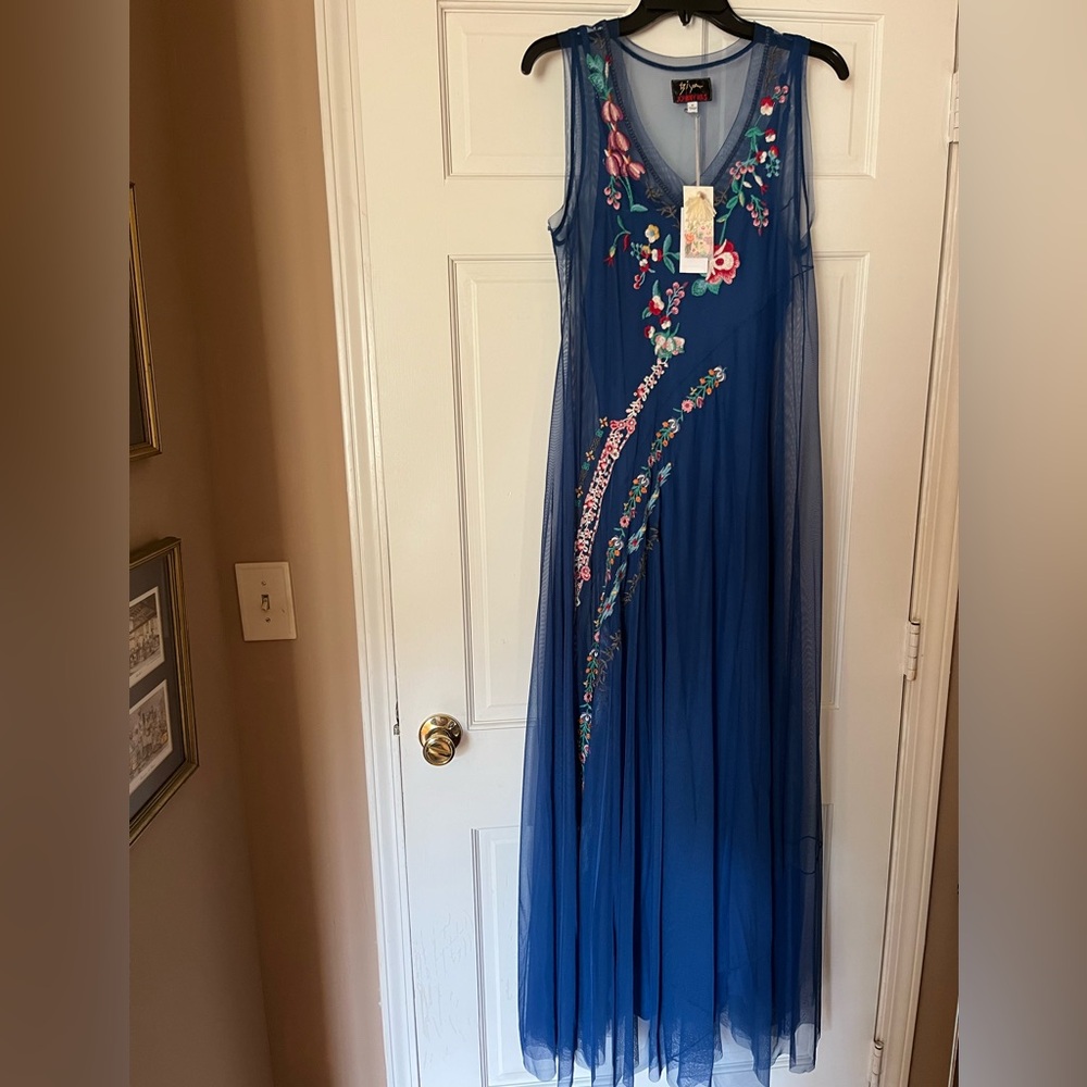Johnny Was Mazzy embroidered V neck mesh Aline dress. NWT - Picture 4 of 8